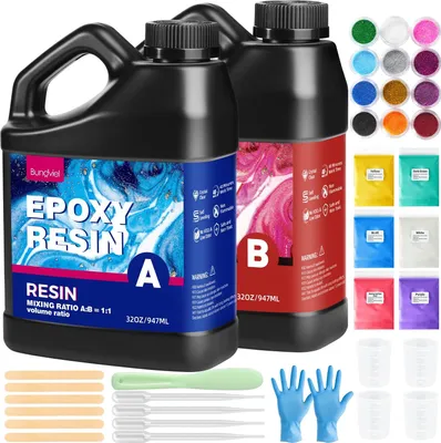 Produktbild von Epoxidharz Set 64oz/1894ml – Kristallklares, Gießharz mit Härter (1:1), Blasenfrei, Ideal für Schmuck, Kunsthandwerk, Formenbau und Restauration