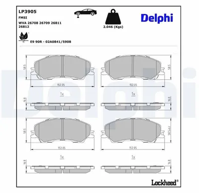 Produktbild von DELPHI Bremsbeläge Satz Vorne Bremsklötze für ISUZU D-MAX III (RG01) LP3905
