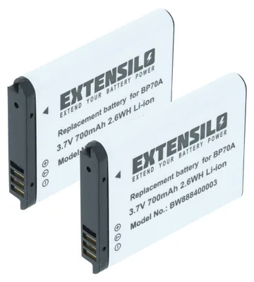Produktbild von EXTENSILO 2x Akku kompatibel mit Samsung N9V, PL20, MV800, SL600, SL50, PL200, PL171, PL170, PL120, PL100, PL90, PL80 Kamera (700 mAh, 3,6 V, Li-Ion)