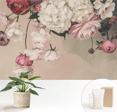 Produktbild von Fototapete  - 152x104 cm - Tapete - Wandtapete - Wandbilder  - Dekofolie - Tapete Folie - Wand - Dekoration - Wohnzimmer - Romantische Blumen