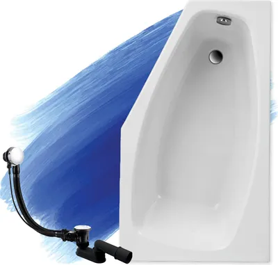 Produktbild von BADLAND Eckbadewanne Badewanne Marika RECHTS 140x80 mit Ablaufgarnitur und Füßen GRATIS ohne Verkleidung