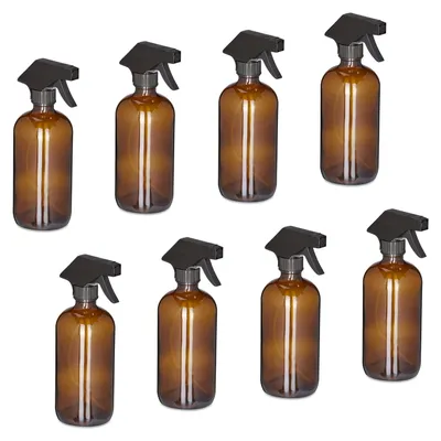 Productafbeelding van Plantenspuit - Set van 8 - 500 ml - Glas - Nevel en straal - Bruin