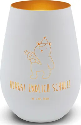 Produktbild von Mr. & Mrs. Panda Laterne Bär Schultüte - Weiß - Geschenk, Glas Windlicht, Schulanfang, Einschulung, Teddy, Erster Schultag, Schulbeginn, Grundschule, Teelichthalter