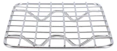Image de Grille de cuisson en acier inoxydable robuste, idéale pour rôtir, griller, sécher et utiliser au four. Dimensions : 11,5 x 10 x 1,5 cm