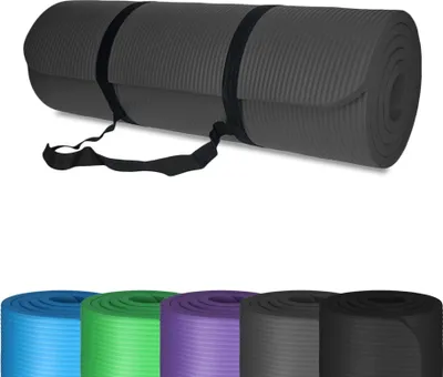 Produktbild von Yogamatte GRAU, Fitnessmatte, Gymnastikmatte 185 x 61 x 1,5 cm, NBR-Schaumstoff, abwischbar mit Tragegurt