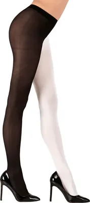 Produktbild von Zweifarbige Nylonstrumpfhose SCHWARZ UND WEISS universell