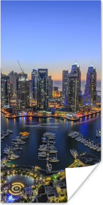 Produktbild von MuchoWow® Poster Die Skyline der Dubai Marina in der Abenddämmerung 20x40 cm - Plakat - Foto