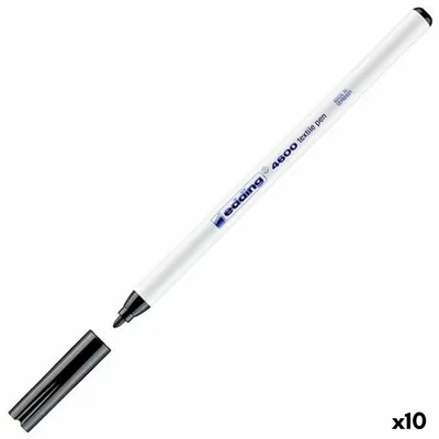 Produktbild von Edding 4600 Textilstift schwarz, Rundspitze 1 mm, Schwarz, Weiß, Medium, Tinte auf Wasserbasis, Rundspitze, Rund