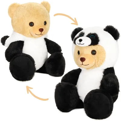 Immagine prodotto di BRUBIES Teddy Panda - orsacchiotto di 25 cm in costume da panda con cappuccio - peluche panda per avventure di coccole - regalo di peluche per bambini