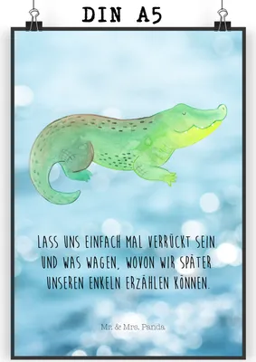 Produktbild von Mr. & Mrs. Panda Bild Krokodil DIN A5 - Oceanblue - Geschenk, Freundin, Meer, wanddeko, Plakat, Wandbild, drucke, Beste, Reiselust, Kunstdruck, Lieblingsmensch, Krokodile