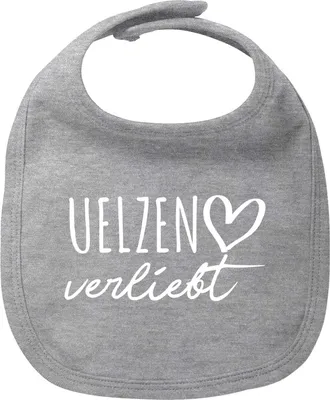 Produktbild von Huuraa Baby Lätzchen Uelzen verliebt Heather Grey Klettverschluss  Baumwolle Latz Geschenkidee