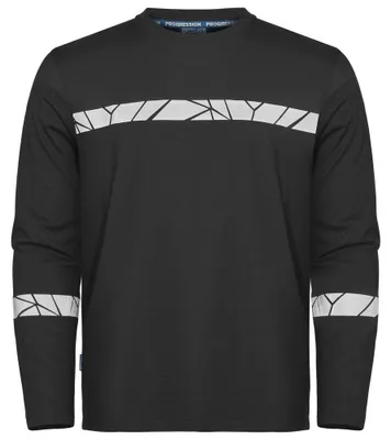 Image de Projob - T-shirt "7002" pour hommes/femmes, coupe unie, manches longues, modèle ET1035 (Taille M) (Noir)