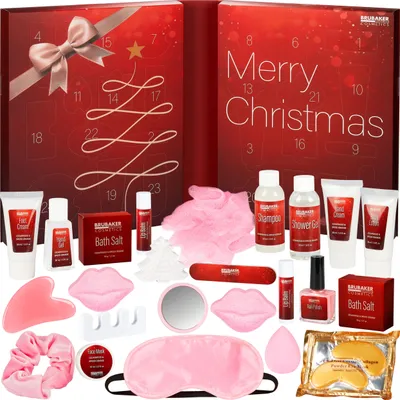 Productafbeelding van BRUBAKER Cosmetics XXL Beauty Adventskalender 2025 - De grote wellness kerstkalender om open te vouwen - Kalender voor vrouwen en meisjes, rood
