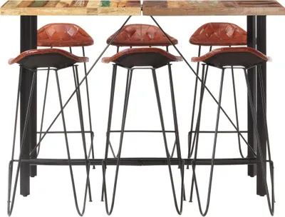 Produktbild von vidaXL 7-tlg. Bar-Set Altholz Massiv und Echtleder