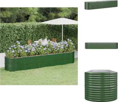 Image de vidaXL Lit surélevé Acier revêtu par poudre 368x80x68 cm Vert - Pots de fleurs & Jardinières