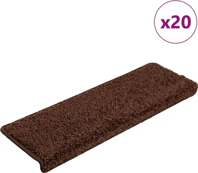Obrázok produktu pre Schodové rohože 20 ks 65x21x4 cm hnedé s obdĺžnikovým okrajom