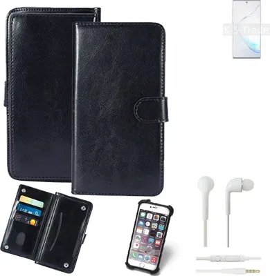 Produktbild von K-S-Trade 360° Hülle kompatibel mit Samsung Galaxy Note10 5G Exynos inkl. Headphones schwarz Kunstleder Case BookCase WalletCase