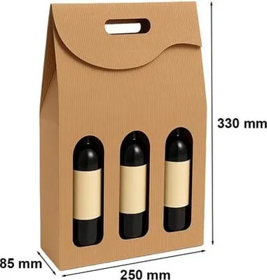 Image de BOÎTE EN CARTON POUR BOUTEILLES 250 x 85 x 330 mm Boîte cadeau KRAFT taille B