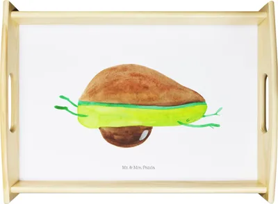 Produktbild von Mr. & Mrs. Panda Tablett Avocado Yoga - Weiß - Geschenk, Bauch, Servier, Humor, sofatablett, Holztablett, Hilfe, Haha, Bett-Tablett, serviertablett aus holz, Sport