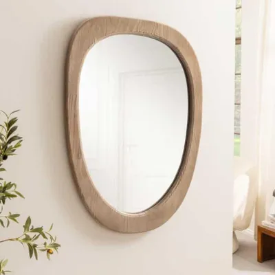 Produktbild von Massivholz Spiegel PIEGATO 105cm beige Pinienholz abgerundet