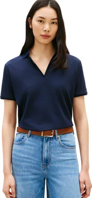 Produktbild von Tommy Hilfiger Damen Lyocell Pique Open-Nk Ss Polo WW0WW48720, Blau, M