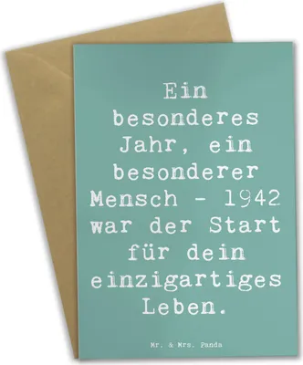 Produktbild von Mr. & Mrs. Panda Klappkarte Spruch 1942 Geburtstag - Meeresbrise - Geschenk, Grußkarte, Glückwunsch, weihnachtskarten, Geburtstagsgeschenk, besonderer Mensch, babykarte
