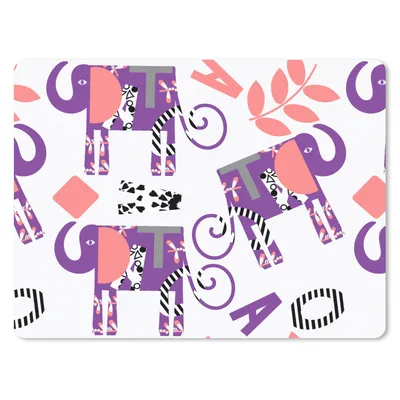 Produktbild von MuchoWow® Mauspad Mousepad Elefanten - Blätter - Lila - Muster 23x19 cm - Mousepads - Maus Mat - Pad - Mausunterlage - Schreibtischunterlage - Mauspad
