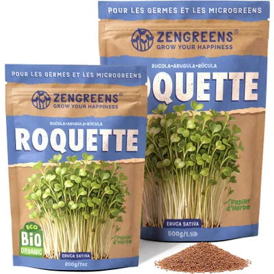 Image de ZenGreens® Graines Bio à Germer Roquette 500 g – Graines Germées & Micropousses