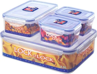 Produktbild von Lebensmittelbehälter LOCK, 4er-Satz, 3,9l/ 1l/ 470ml