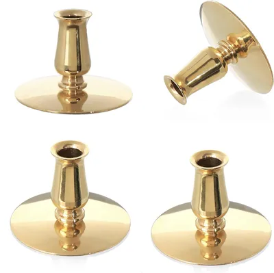 Produktbild von 4 Kerzenhalter, Messing, Goldfarben, für dünne Altarwachsen bis zu einem Durchmesser von 0,9 cm, Hochzeit, Modell 6730