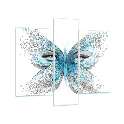 Produktbild von Bilder auf glas - Illustration Gesicht Schmetterling Wimper - 95x80cm - Glasbilder - Wandbilder - Kunstdruck - Wanddekoration aus Glas - Glas Bilder - Wandbild auf Glas - GCB95x80-3026