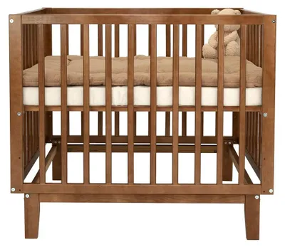 Produktbild von Novi Olivia Laufgitter, Walnut, MDF, höhenverstellbar (3 Stufen), ab Geburt, moderne Babybox mit abgerundeten Ecken