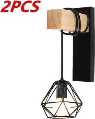 Produktbild von 2x Wandleuchte Wandlampe Draht Käfig Lampenschirm Industrial Retro Lampe E27
