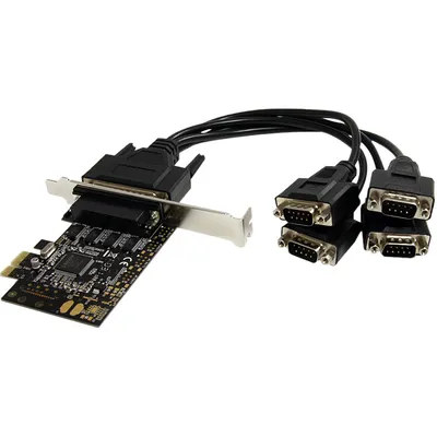 Produktbild von StarTech.com 4 Port Seriell RS232 PCI Express Schnittstellenkarte - PCI Express x1 - 4 x DB-9 Stecker RS-232 Seriell über Kabel - Plug-in-Karte