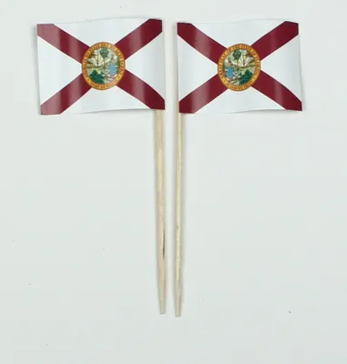 Produktbild von Party-Picker Flagge Florida USA Bundesstaat Papierfähnchen in Spitzenqualität 25 Stück Beutel