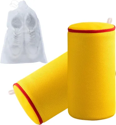 Productafbeelding van Schoenwaszakken Set - Schoen Reiniging - Schoenen Wassen - Dubbel Mesh Ontwerp - 2 Stuks - Geel Wit