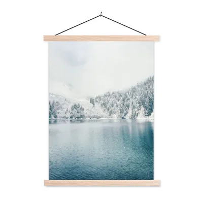 Produktbild von MuchoWow® Textilposter Winter - Wasser - Schnee 120x160 cm mit holzfarbenen Rahmen - Plakatkarton
