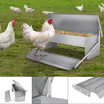 Obrázok produktu pre XINZI Automatický kŕmidlo na 5 kg krmiva, kŕmidlo pre hydinu, automatické kŕmidlo pre sliepky s pedálom na automatické otváranie a vodotesným vekom