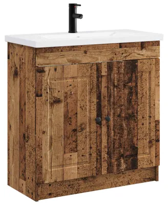 Immagine prodotto di Set di mobili da bagno in legno effetto invecchiato, dimensioni 56 x 37,5 x 81 cm