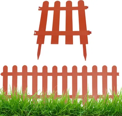 Produktbild von Gartenzaun Steckzaun 3m - Höhe 30 cm - Rasenkante Kunststoff - Beetumrandung - Zaunelemente für Garten - UV - & Frostbeständig, Flexibel - mit Befestigungszubehör Ziegel