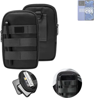 Produktbild von K-S-Trade Holster Gürtel Tasche kompatibel mit POCO C55 Handy Tasche Schutz Hülle dunkel-grau viele Fächer, 1x