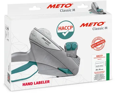 Productafbeelding van METO Classic M HACCP handmatige etiketteerder, 2 regels, 20 cijfers, 26 x 16 mm