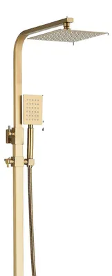 Immagine prodotto di Set doccia - Soffione a pioggia - Doccetta - Rubinetto da bagno - Miscelatore per doccia - Oro spazzolato