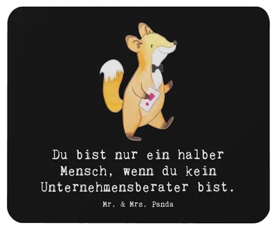 Produktbild von Mr. & Mrs. Panda Mousepad Unternehmensberater Herz - Schwarz - Geschenk, laptop, Mouse Pad, mausteppich, Mauspad, mousematte