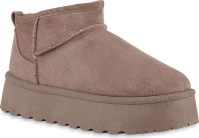 Produktbild von VAN HILL Damen Warm Gefütterte Plateau Boots Profil-Sohle Winter Schuhe 840622, Farbe: Taupe, Größe: 37
