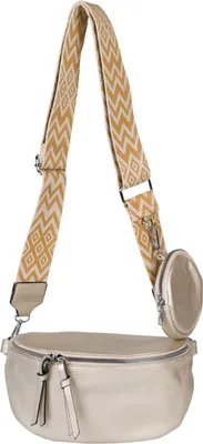 Produktbild von styleBREAKER Damen Halbmond Crossbody Schultertaschen Set 2-Teilig, Schultergurt mit Zick-Zack Rauten Muster 02012396