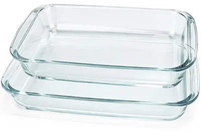 Produktbild von 2 ofenfeste Glasformen, 34,5 x 20,3 x 5,2 cm + 29,5 x 17 x 5,2 cm, große Lasagneform, Tiramisu-Dessertteller, Vorbereitungsschüsseln (2,2 l + 1,6 l)