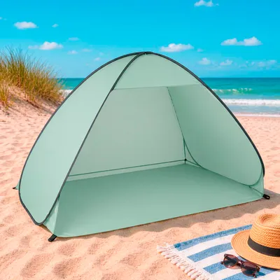Produktbild von XL Pop-Up Strandmuschel Strandzelt Zelt Tasche grün H110xB200xT125cm