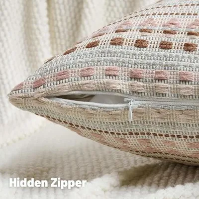 Produktbild von Set aus 2 Kissenbezügen aus Chenille, 60x60 cm, in Rosa und Blau