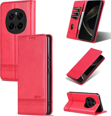 Produktbild von Leder Hülle für Honor Magic7 Pro, Klapphüllen Brieftasche Magnetverschluss Ständer Schutzhülle Rosa
